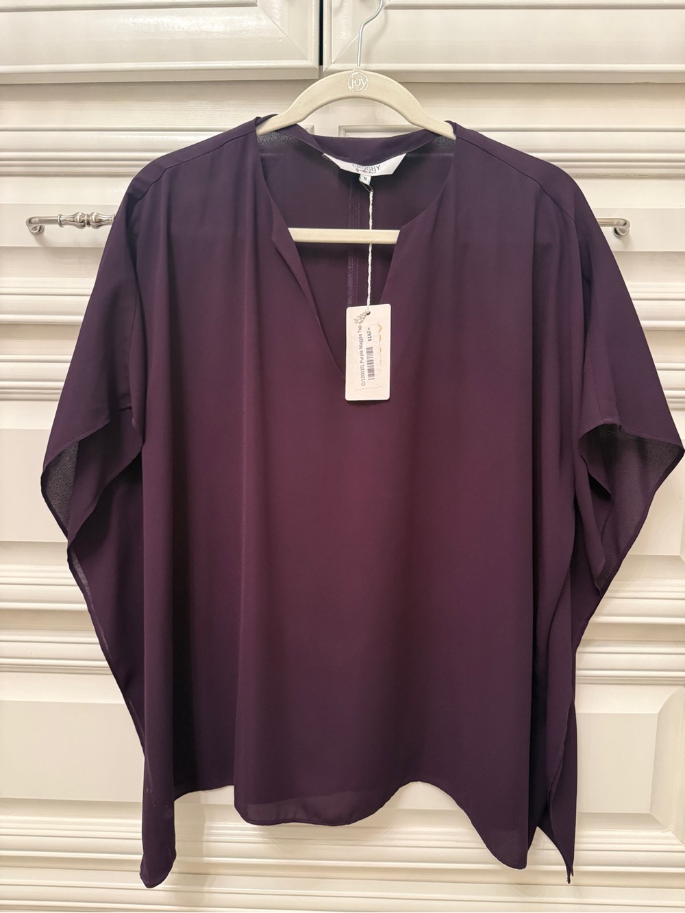 CROSBY by Mollie Burch Deep Plum V-Neck Dolman Blouse